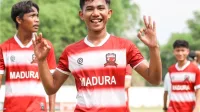 MENANG: Madura United U20 menggasak Persepam Pamekasan 4-1 di MUTG, Pamekasan. (K-TV/Radito)