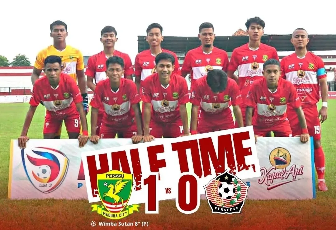 MENANG TIPIS: Perssu Madura City mengalahkan Persepam Pamekasan 1-0. (Perssu for K-TV)