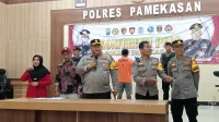 PRESCON: Polres Pamelasan rilis penangkapan terduga penadah curanmor. (K-TV/Sitti Romlah)