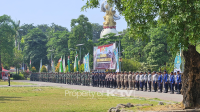 TEBAR MANFAAT: Suasana penutupan TMMD ke-120 Tahun 2024 Kodim 0816/Sidoarjo berlangsung khidmat. (K-TV/Dandy Segara)