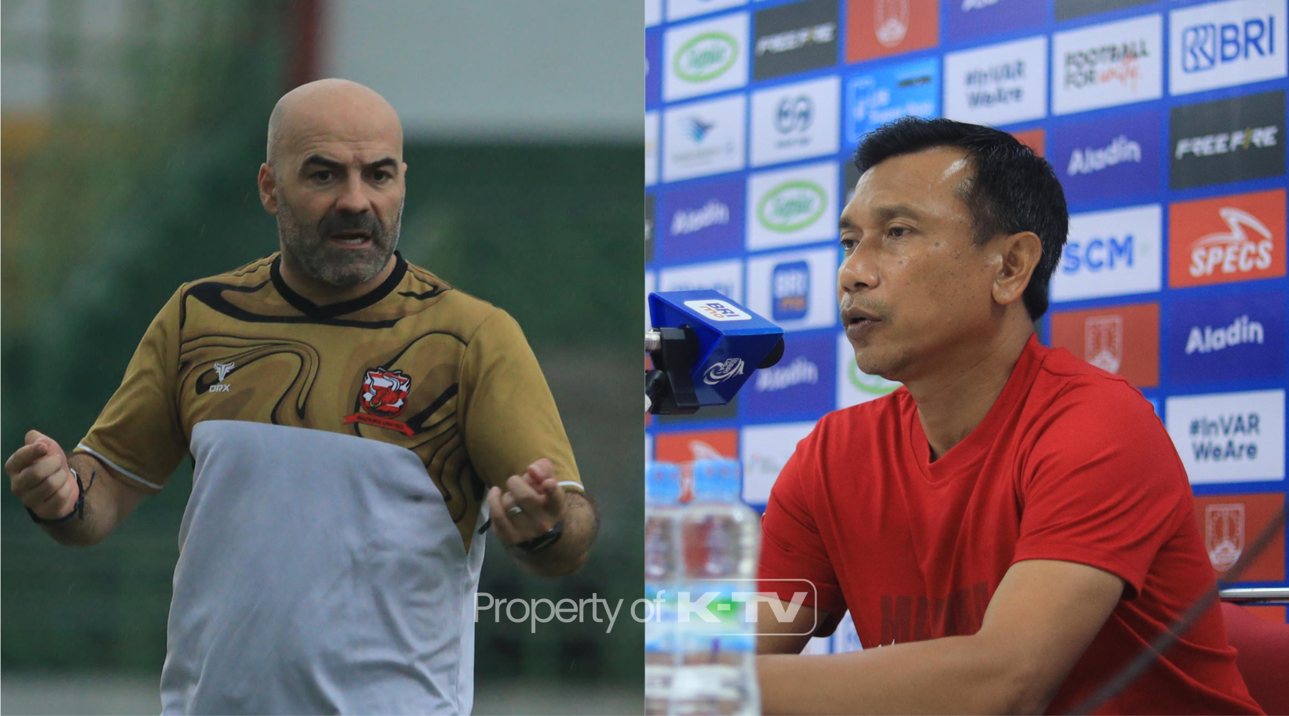 GEGARA HASIL MINOR: Dua pelatih Madura United FC Widodo C. Putro dan Paulo Menezes mundur setelah tidak kuasa mengangkat timnya dari tren negatif. (K-TV/Reytandia)