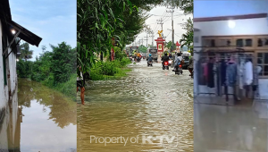 MERISAUKAN: Banjir di Desa Nambakor, Kecamatan Saronggi, terjadi selama emoat tahun bertuut-turut. (K-TV/TAUFIQ HIDAYAT)