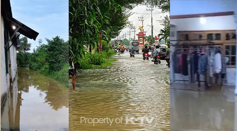 MERISAUKAN: Banjir di Desa Nambakor, Kecamatan Saronggi, terjadi selama emoat tahun bertuut-turut. (K-TV/TAUFIQ HIDAYAT)